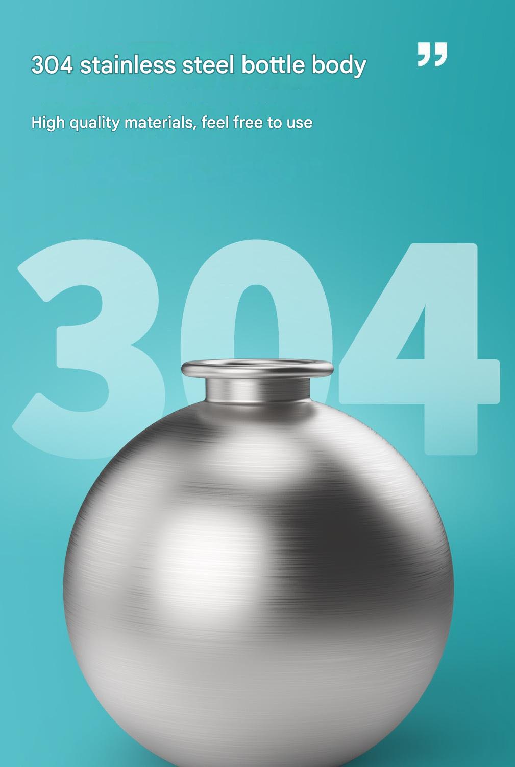 Pet Supplies Portable Water Bottle 304 Stainless Steel Hook-Shaped Spherical Foldable Water Dispenser with Backflow Prevention