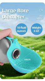 Pet Supplies Portable Water Bottle 304 Stainless Steel Hook-Shaped Spherical Foldable Water Dispenser with Backflow Prevention