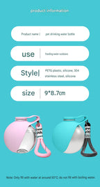 Pet Supplies Portable Water Bottle 304 Stainless Steel Hook-Shaped Spherical Foldable Water Dispenser with Backflow Prevention
